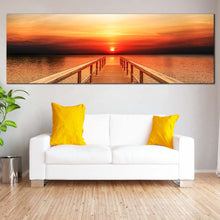 Load image into Gallery viewer, sunset  pier  timber  clean  water  up  clouds  large  wall  art For Living Room
