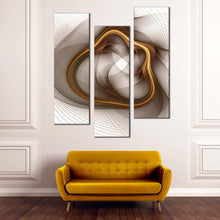 Load image into Gallery viewer, symmetrical  abstract  canvas  wall  art  white  dynamic  abstract  pattern  multiple  canvas  yellow  fractal  flower  3  piece  canvas  print For Your Living Room
