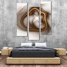 Load image into Gallery viewer, symmetrical  abstract  canvas  wall  art  white  dynamic  abstract  pattern  multiple  canvas  yellow  fractal  flower  3  piece  canvas  print For Bedroom
