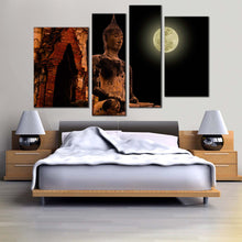 Load image into Gallery viewer, thailand buddha canvas wall art big oldest brown buddha statue 4 piece canvas print ancient temple buddha multiple canvas 
