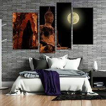 Load image into Gallery viewer, thailand buddha canvas wall art big oldest brown buddha statue 4 piece canvas print ancient temple buddha multiple canvas 
