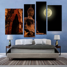 Load image into Gallery viewer, thailand buddha canvas wall art big oldest brown buddha statue 4 piece canvas print ancient temple buddha multiple canvas
