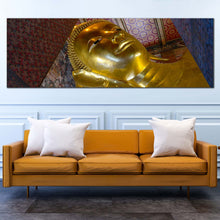 Load image into Gallery viewer, thailand  buddha  canvas  wall  art  grand  golden  reclining  buddha  statue  1  piece  canvas  artwork  wat  phra  chetuphon  temple  canvas  print In Living Room
