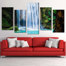 Load image into Gallery viewer, thailand forest canvas print erawan national park multiple canvas sea green river kwai waterfall 5 piece canvas wall art For Your Living Room
