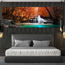 Load image into Gallery viewer, thailand  forest  canvas  print  white  mae  kamin  waterfall  1  piece  canvas  wall  art  exotic  waterfall  in  orange  forest  canvas  artwork  blue  water  scenery  wide  canvas For Bedroom
