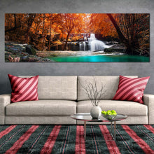 Load image into Gallery viewer, thailand  forest  canvas  print  white  mae  kamin  waterfall  1  piece  canvas  wall  art  exotic  waterfall  in  orange  forest  canvas  artwork  blue  water  scenery  wide  canvas For Living Room
