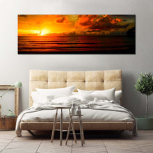 Load image into Gallery viewer, thailand  ocean  canvas  print  dramatic  cloudy  yellow  sunset  ocean  panoramic  canvas  wall  art  orange  ocean  wide  canvas For Bedroom
