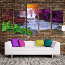 Load image into Gallery viewer, thailand scenery canvas print mun dang waterfall 5 piece canvas wall art colorful autumn scene mountain waterfall multi canvas For Living room
