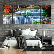 Load image into Gallery viewer, thailand scenery canvas wall art amazing waterfall 3 piece canvas huay mae khamin waterfall canvas set colorful autumn forest canvas print For Bedoom
