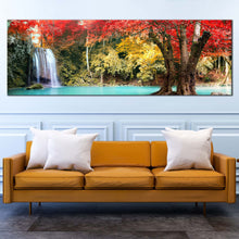 Load image into Gallery viewer, thailand  waterfall  canvas  print  erawan  national  park  canvas  artwork  colorful  erawan  falls  waterfall  scenery  1  piece  canvas  wall  art In Living Room
