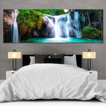 Load image into Gallery viewer, thailand  waterfall  canvas  print  white  than  sawan  waterfall  scenery  1  piece  canvas  artwork  beautiful  green  waterfall  in  nature  canvas  wall  art In Bedroom
