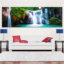 Load image into Gallery viewer, thailand  waterfall  canvas  print  white  than  sawan  waterfall  scenery  1  piece  canvas  artwork  beautiful  green  waterfall  in  nature  canvas  wall  art In Living Room
