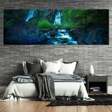 Load image into Gallery viewer, thailand  waterfall  canvas  wall  art  blue  khlong  lan  waterfall  1  piece  canvas  waterfall  in  deep  green  forest  canvas  print For Bedroom
