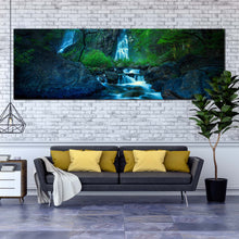 Load image into Gallery viewer, thailand  waterfall  canvas  wall  art  blue  khlong  lan  waterfall  1  piece  canvas  waterfall  in  deep  green  forest  canvas  print In Living Room
