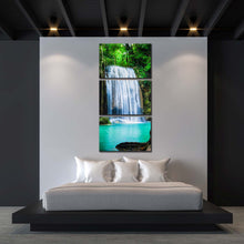 Load image into Gallery viewer, thailand  waterfall  canvas  wall  art  white  waterfall  forest  3  piece  canvas  sea  green  river  kwai  canvas  print  erawan  national  park  canvas  multi  canvas For Bedroom
