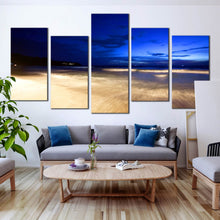 Load image into Gallery viewer, thailand Beach with Tropical Paradise theme night view 5 piece canvas wall art In Living Room
