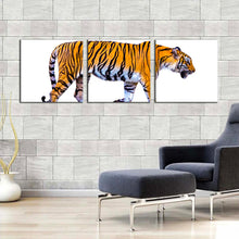 Load image into Gallery viewer, tiger  isolate  canvas  wall  art  yellow  white  tiger  profile  side  3  piece  canvas  print  tiger  portrait  triptych  multi  canvas  artwork For Living Room
