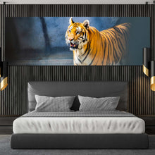 Load image into Gallery viewer, tiger  looking  canvas  wall  art  yellow  white  tiger  portrait  1  piece  canvas  print  tiger  wildlife  canvas  artwork In Bedroom
