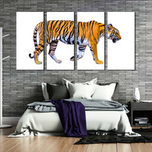 Load image into Gallery viewer, tiger portrait canvas wall art beautiful royal tiger walking 4 piece canvas set yellow white tiger wildlife canvas print For Bedroom
