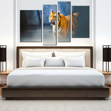 Load image into Gallery viewer, tiger portrait canvas wall art tiger wildlife 4 piece canvas print yellow white tiger roar canvas set for your bedroom
