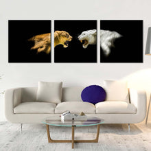 Load image into Gallery viewer, tiger  roaring  canvas  wall  art  white  yellow  tiger  roar  3  piece  multi  canvas  isolated  lions  canvas  print For Living Room
