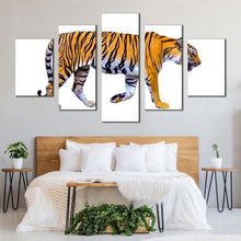 Load image into Gallery viewer, tiger wildlife canvas wall art yellow white tiger close up 5 piece multi canvas wild cat canvas print In Bedroom
