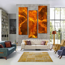 Load image into Gallery viewer, triptych  Canvas  Artwork  abstract  amber  gemstone  close  up  canvas  print For Living Room
