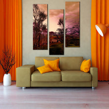 Load image into Gallery viewer, triptych  Evening  Autumn  Lake  Wood  Trees  Purple  Sky  canvas  print For Your Living Room
