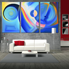 Load image into Gallery viewer, triptych blue abstract composition canvas print For Your Living Room
