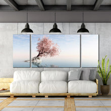 Load image into Gallery viewer, triptych  blue  lake  lonely  tree  wall  decor For Living Room
