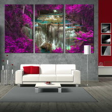 Load image into Gallery viewer, triptych canvas print National Park Huay Mae Kamin Waterfall In Living Room
