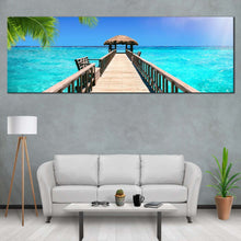 Load image into Gallery viewer, tropical  sunset  canvas  wall  art  red  orange  sky  ocean  beach  canvas  artwork  palm  trees  ocean  landscape  1  piece  canvas  print For Living Room
