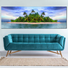 Load image into Gallery viewer, tropical  island  blue  clear  water  sky  panoramic  artwork  for  living  room
