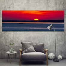 Load image into Gallery viewer, turkey  ocean  canvas  wall  art  izmir  grey  ocean  1  piece  canvas  print  red  orange  ocean  sky  wide  canvas
