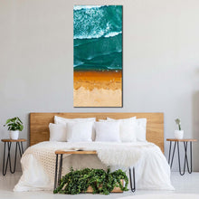 Load image into Gallery viewer, turquoise  waves  canvas  wall  art  sea  green  ocean  aerial  view  1  piece  canvas  print  brown  ocean  beach  canvas  artwork For Bedroom
