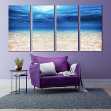 Load image into Gallery viewer, underwater sea canvas print blue ocean deep 4 piece canvas wall art beautiful white sea canvas set In Living Room
