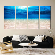 Load image into Gallery viewer, underwater sea canvas print blue ocean deep 4 piece canvas wall art beautiful white sea canvas set For Your Living Room
