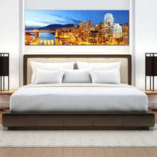 Load image into Gallery viewer, vancouver  canal  city  lights  reflection  canal  at  Dusk  canvas  artwork For Bedroom
