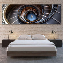 Load image into Gallery viewer, vatican  museum  canvas  wall  art  brown  abstract  spiral  staircase  panoramic  canvas  print  grey  abstract  architecture  wide  canvas For Bedroom
