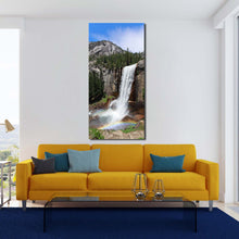 Load image into Gallery viewer, vernal  falls  canvas  wall  art  yosemite  national  park  white  waterfall  1  piece  canvas  artwork  california  grey  sierra  nevada  mountains  canvas  print In Living Room
