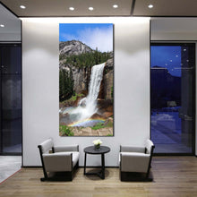 Load image into Gallery viewer, vernal  falls  canvas  wall  art  yosemite  national  park  white  waterfall  1  piece  canvas  artwork  california  grey  sierra  nevada  mountains  canvas  print For Living Room
