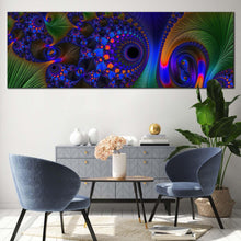 Load image into Gallery viewer, vibrant  abstract  canvas  wall  art  blue  elegant  abstract  fractal  1  piece  canvas  print  green  fractal  abstraction  wide  canvas In Living Room
