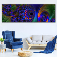 Load image into Gallery viewer, vibrant  abstract  canvas  wall  art  blue  elegant  abstract  fractal  1  piece  canvas  print  green  fractal  abstraction  wide  canvas For Living Room
