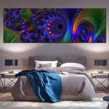 Load image into Gallery viewer, vibrant  abstract  canvas  wall  art  blue  elegant  abstract  fractal  1  piece  canvas  print  green  fractal  abstraction  wide  canvas For Bedroom
