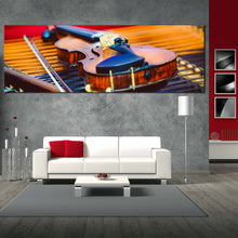 Load image into Gallery viewer, violin  instrument  canvas  wall  art  colorful  violin  close  up  panoramic  canvas  print  elegant  violin  canvas  artwork In Living Room&#39;
