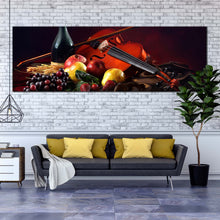 Load image into Gallery viewer, violin  wine  canvas  print  colorful  fruits  wine  1  piece  canvas  wall  art  wine  bottle  canvas  artwork For Living Room
