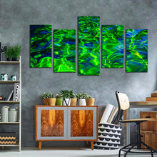 Load image into Gallery viewer, water abstract canvas wall art blue green ocean water 5 piece canvas print ocean abstract multiple canvas For Living room
