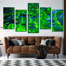 Load image into Gallery viewer, water abstract canvas wall art blue green ocean water 5 piece canvas print ocean abstract multiple canvas In Living room
