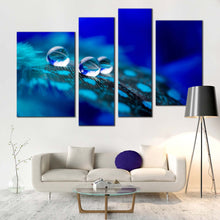 Load image into Gallery viewer, water drop canvas wall art close up droplet multi canvas green blue abstract feather 4 piece canvas print for living room
