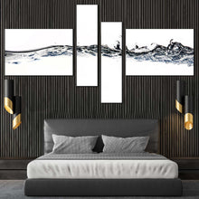 Load image into Gallery viewer, water splashing canvas wall art water abstract element 4 piece canvas white grey abstract liquid water canvas print For Bedroom
